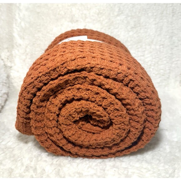 Chenille Knit Oversized Throw Blanket Orange Fall Halloween 50”x70” - Threshold - Picture 4 of 4